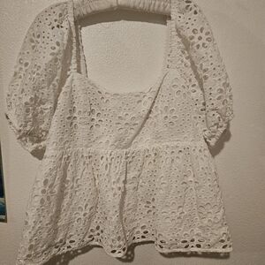Elegant White Eyelet Lace Top